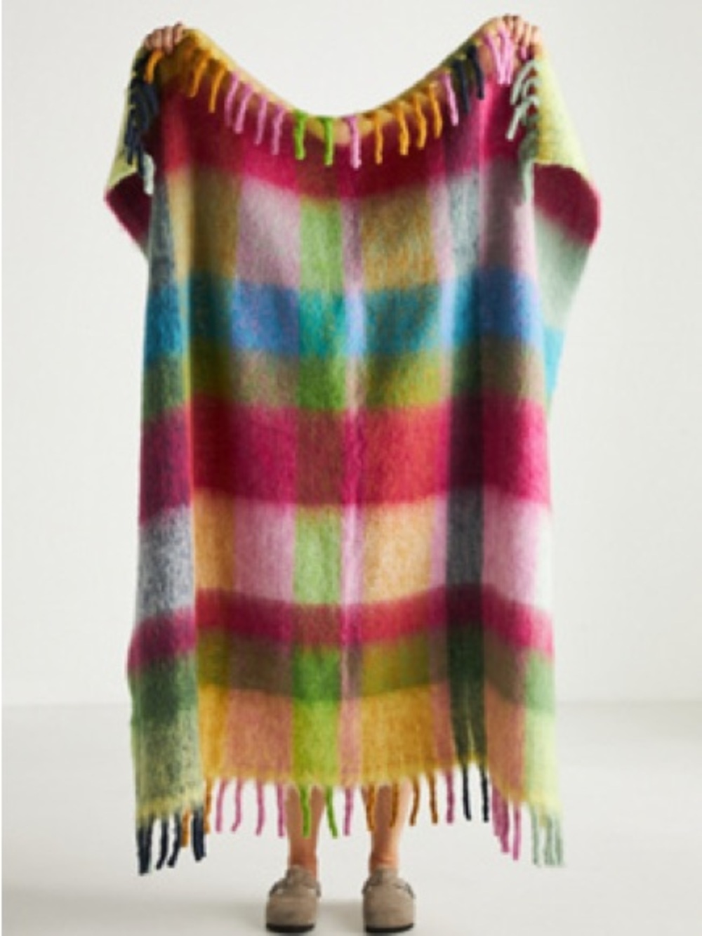 Anthropologie multi colour cozy cocoon fringed throw